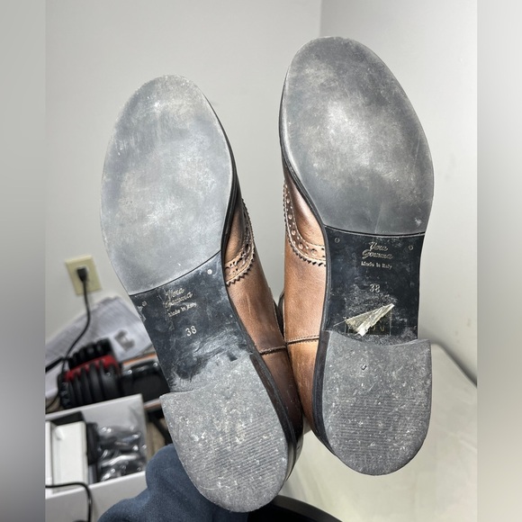 Vera Gomma Italian Leather Brogue Style Laser Cut Pull On Booties EU 38 - Picture 8 of 9